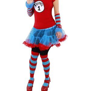 Cat in the Hat striped socks Halloween costume Thing 1 2 Dr Seuss